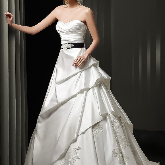 Black or white sash! ivory Satin  & formal sash - Picture 5 of 15